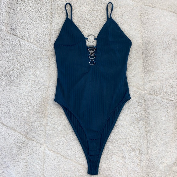Forever 21 Tops - Blue Ribbed Bodysuit